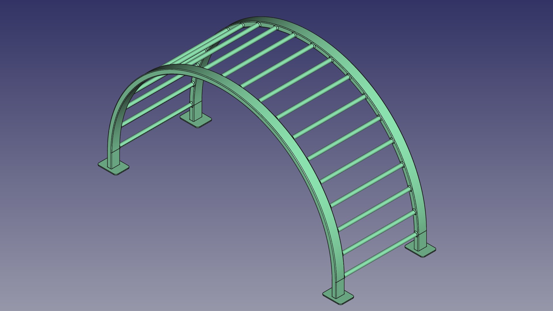 preview semicircular climbing frame in the yard